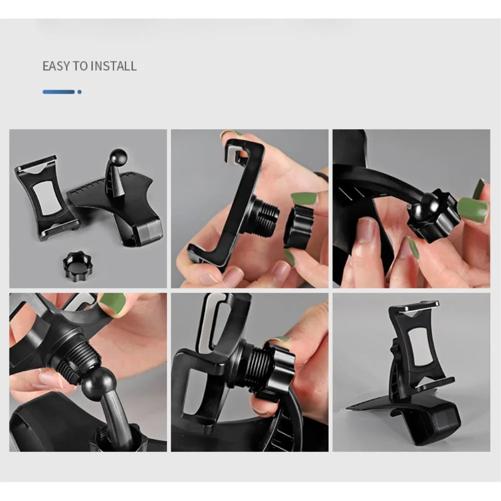 3 in 1 Car GPS Smartphone Holder: Dashboard / Visor Clamp   AC Grid Clip for Zopo Speed 7 Plus, Speed 7 , ZP952 - Black