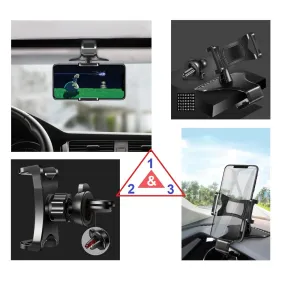 3 in 1 Car GPS Smartphone Holder: Dashboard / Visor Clamp   AC Grid Clip for ZTE Speed - Black