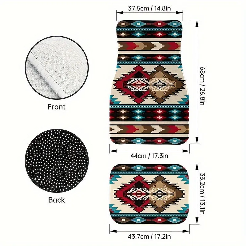 4pcs Universal Pattern Printed Car Floor Mats, Suitable For Cars, Loafers, SUVs, For All Seasons, Christmas Gift For Men, Women