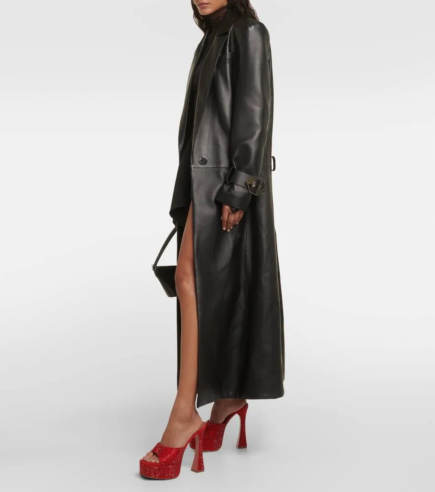 Amina Muaddi Dalida embellished suede platform mules