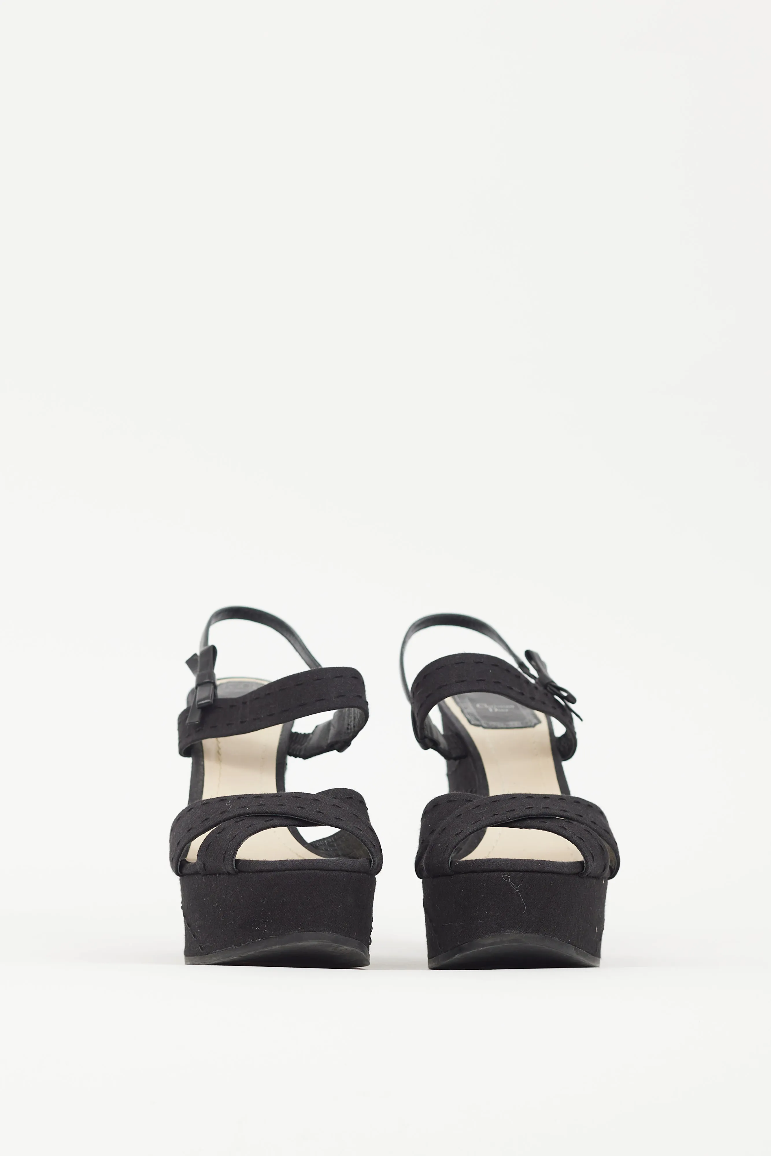 Black & Silver Platform Logo Wedge Sandal