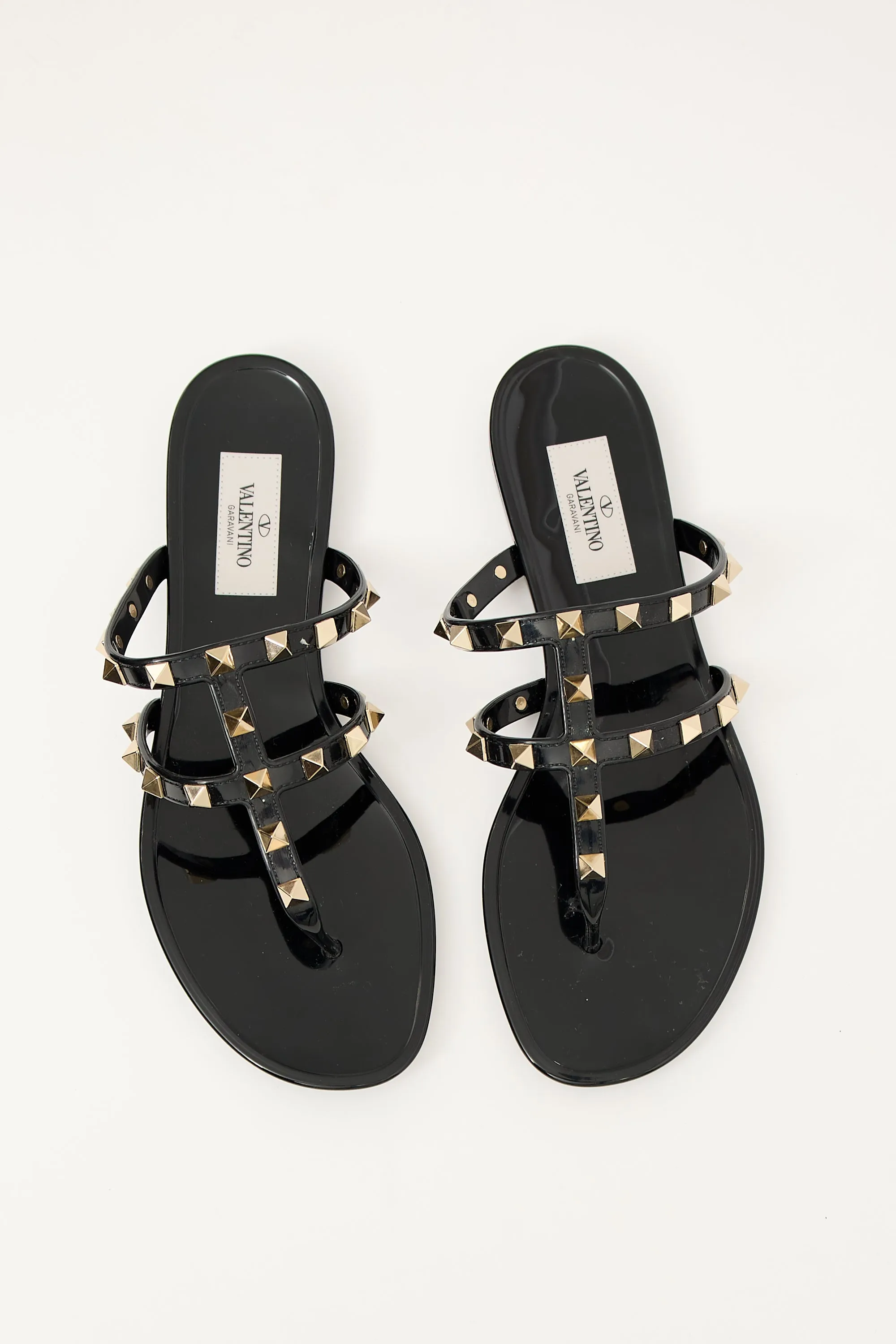 Black Rubber Caged Rockstud Sandal