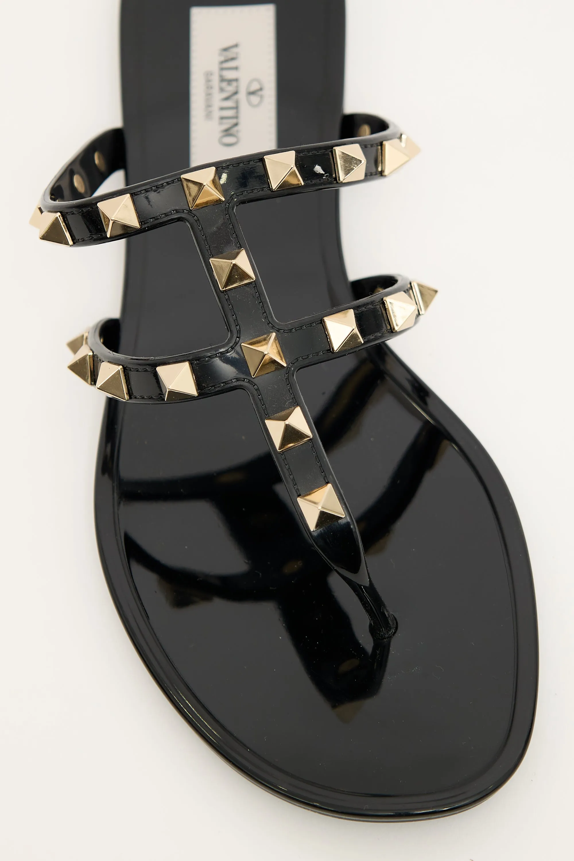 Black Rubber Caged Rockstud Sandal