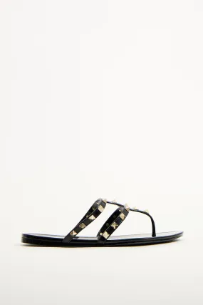 Black Rubber Caged Rockstud Sandal