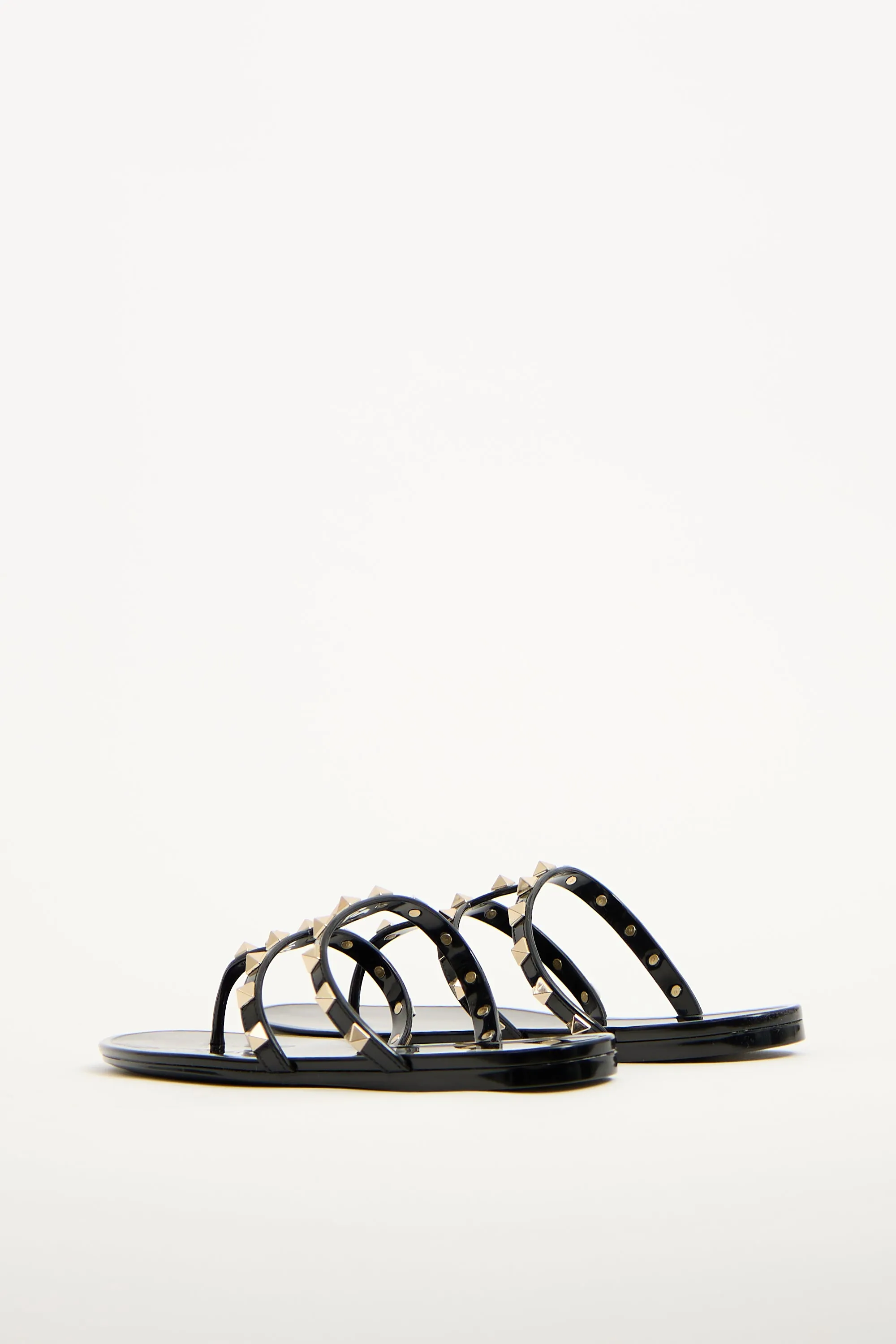 Black Rubber Caged Rockstud Sandal