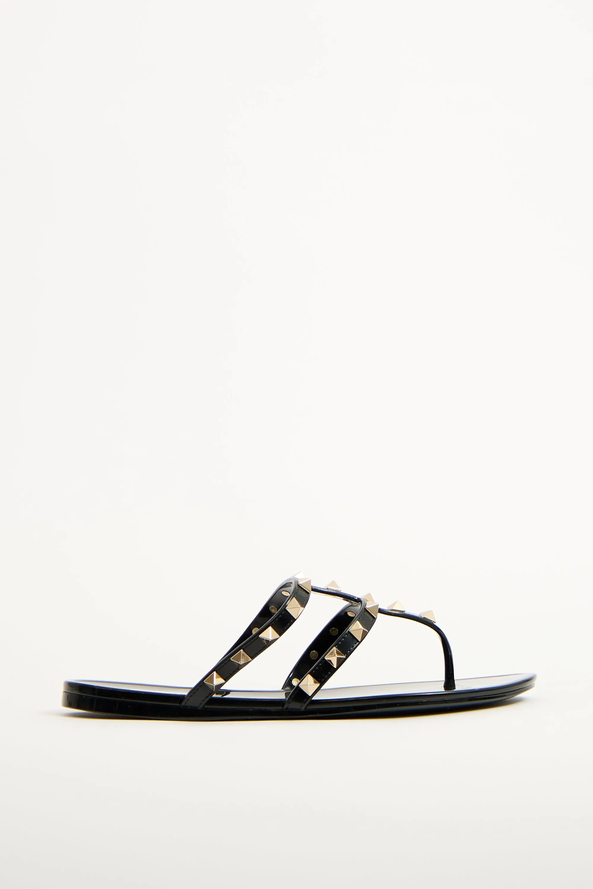 Black Rubber Caged Rockstud Sandal