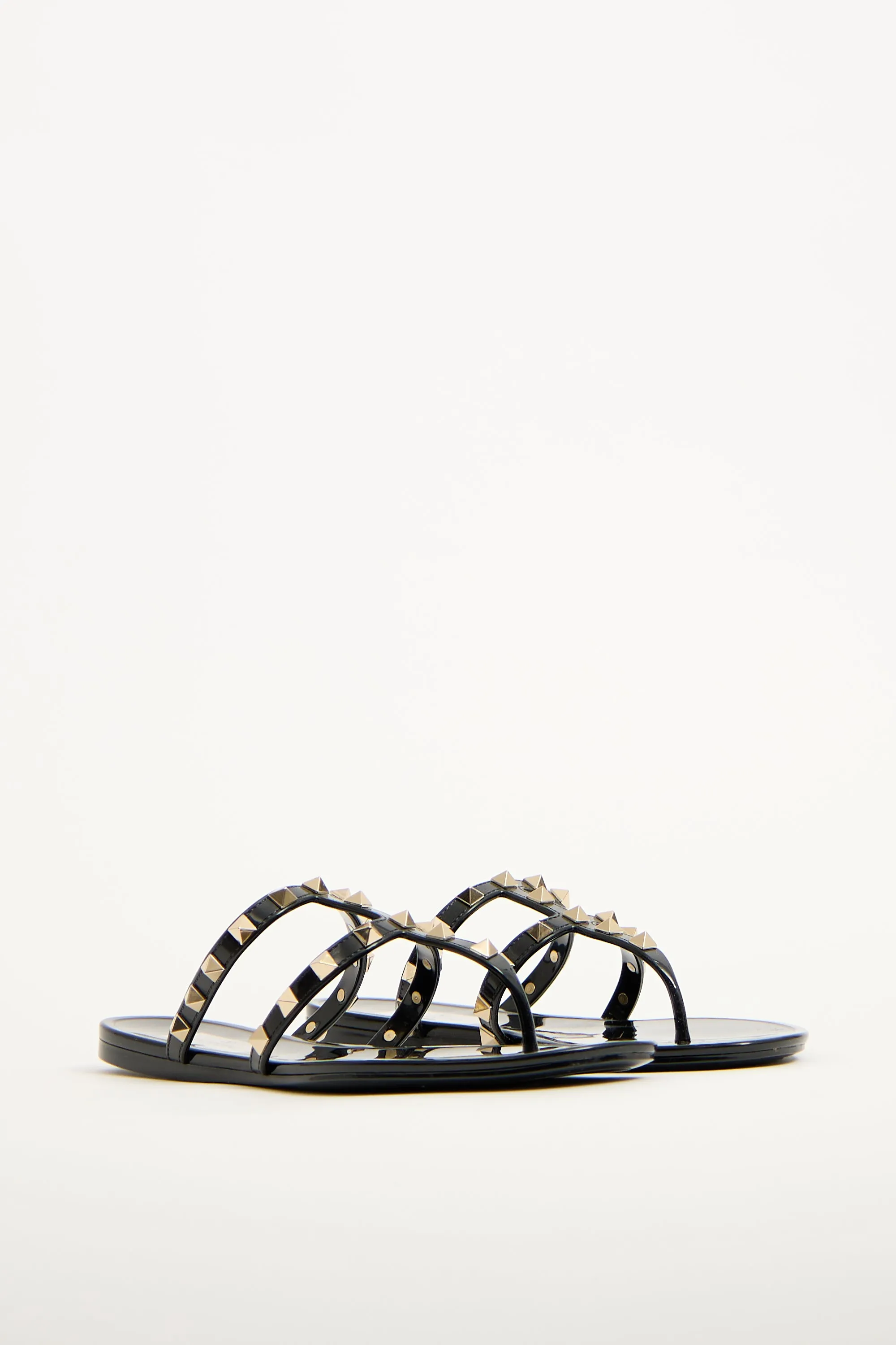 Black Rubber Caged Rockstud Sandal