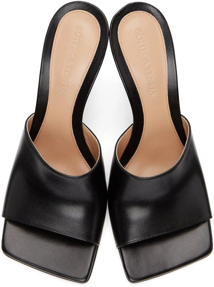 Bottega Veneta Black Stretch Heeled Mules