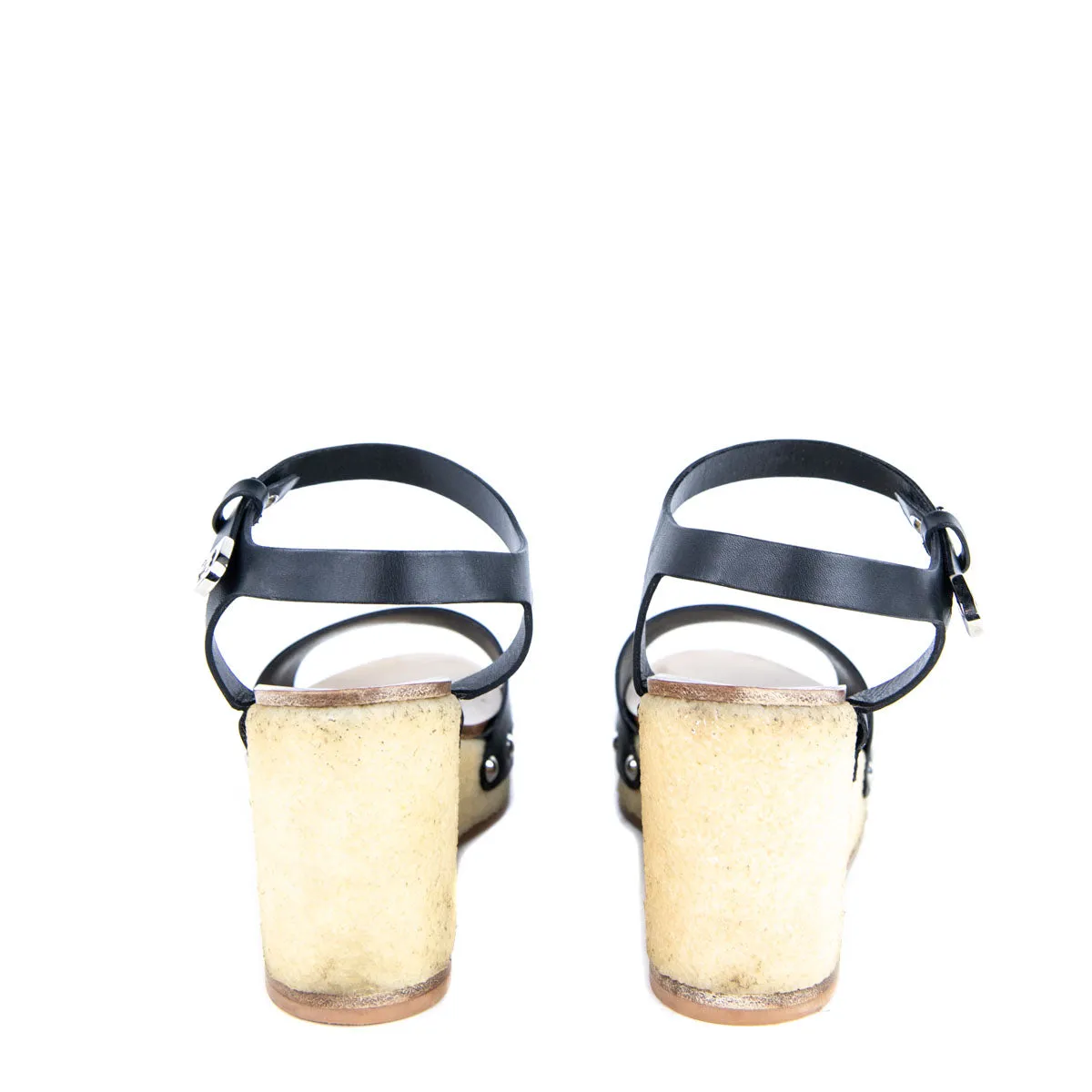 Chanel Black Leather Platform Sandals Size US 9 | EU 39