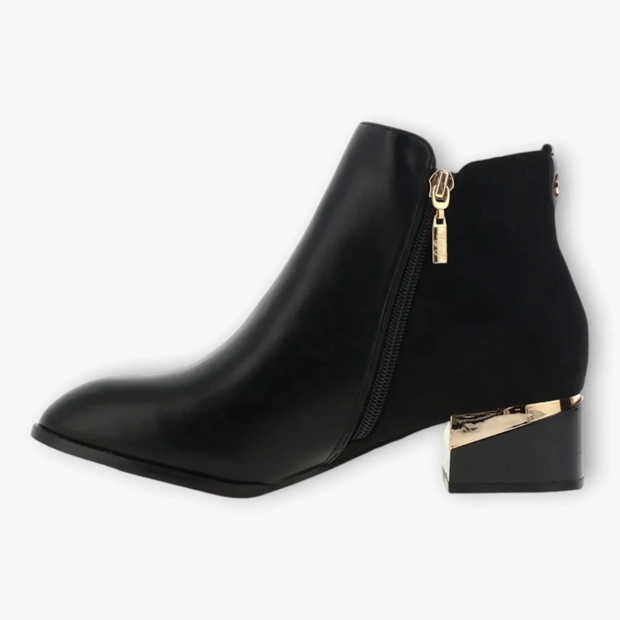 Kate Appleby Forfar Black Ankle Boots with Gold Zipper