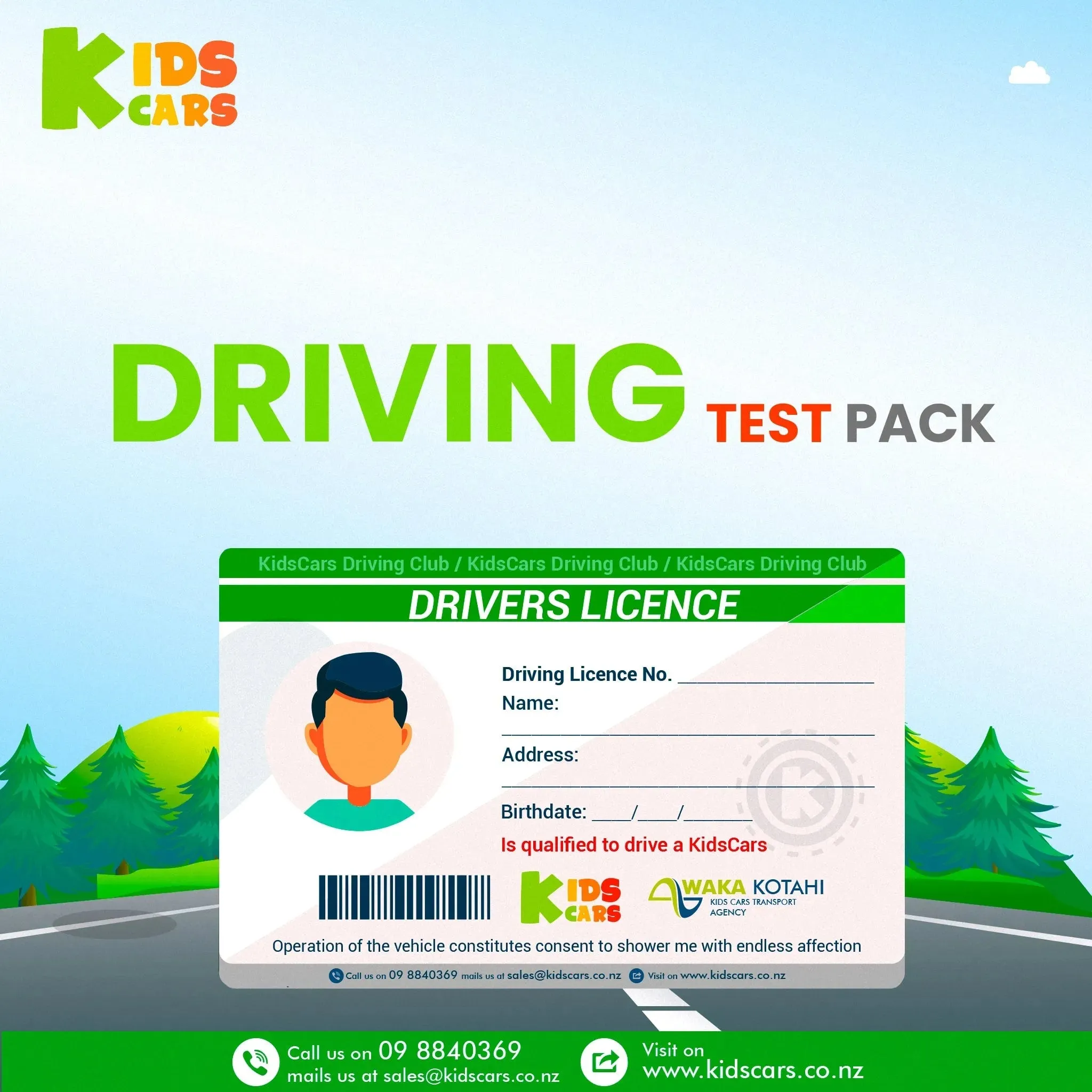 Kids Cars Driving Test & License Kit