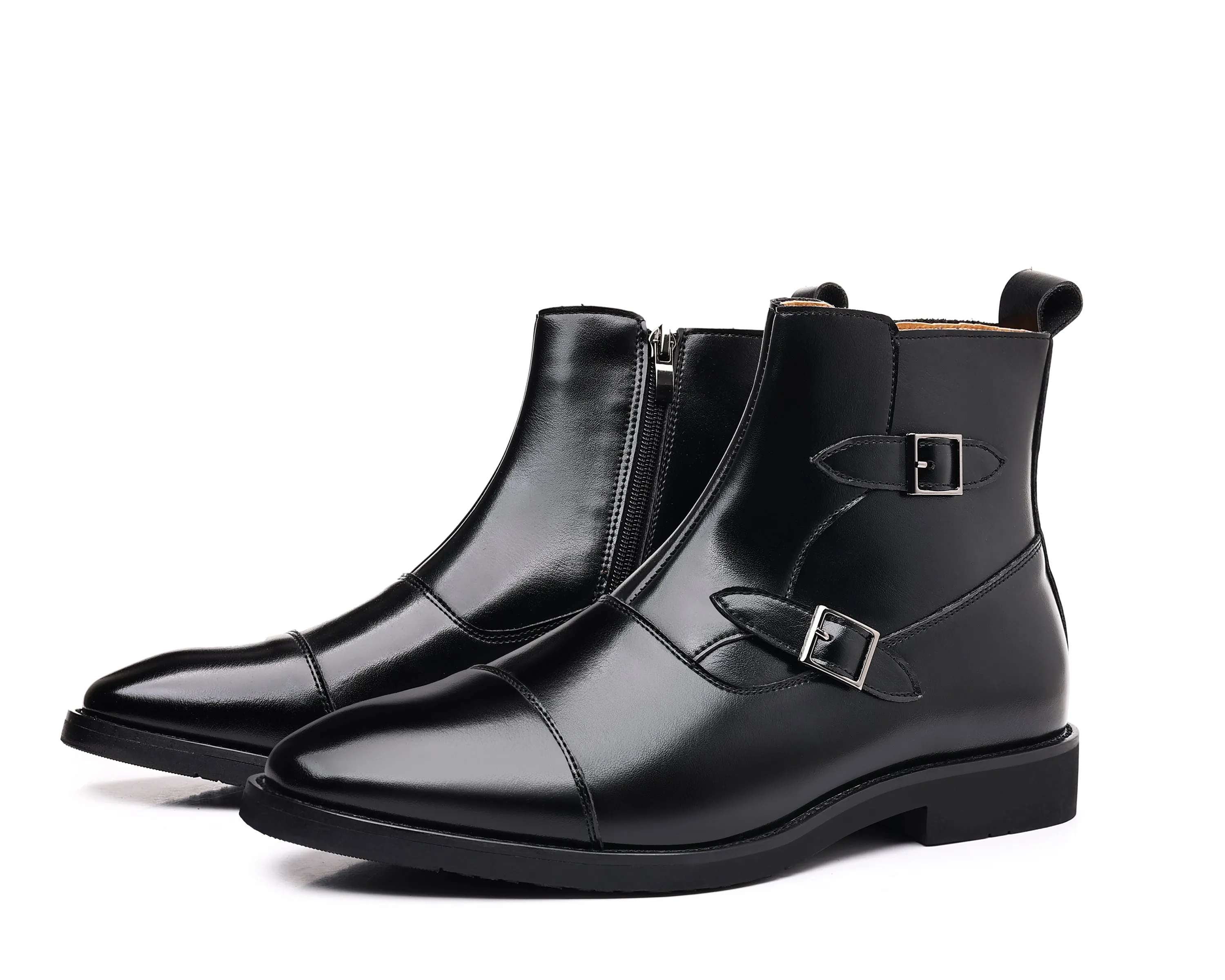 Men's Buckle Cap Toe Dress Boots