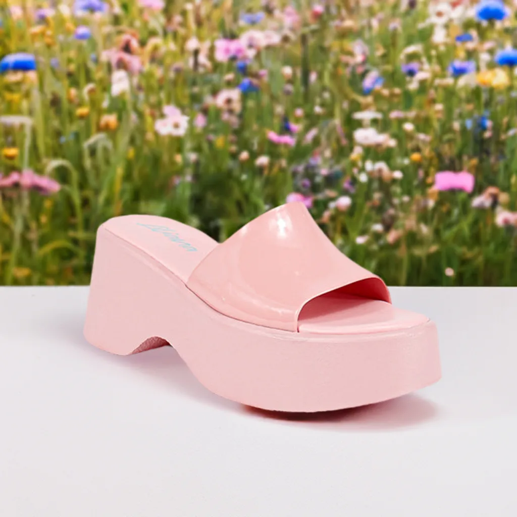 ONG-1 Pink Faux Patent - Open Toe