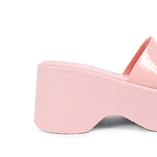ONG-1 Pink Faux Patent - Open Toe