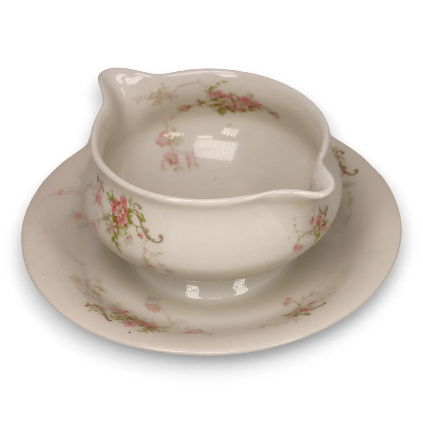 Theodore Haviland H4072 Gravy Boat Sauce Bowl Pink Rose Spray Limoges France