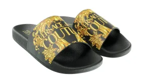 Versace Jeans Couture Black/Gold Baroque Logo Pool Slide-