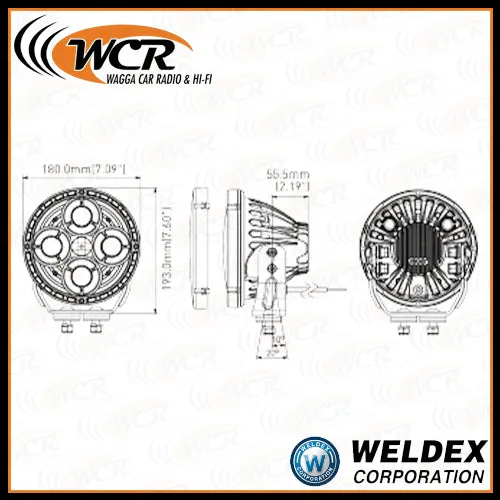 Weldex WDXL-70R60W-SL 7" (60W) Spot Driving Light